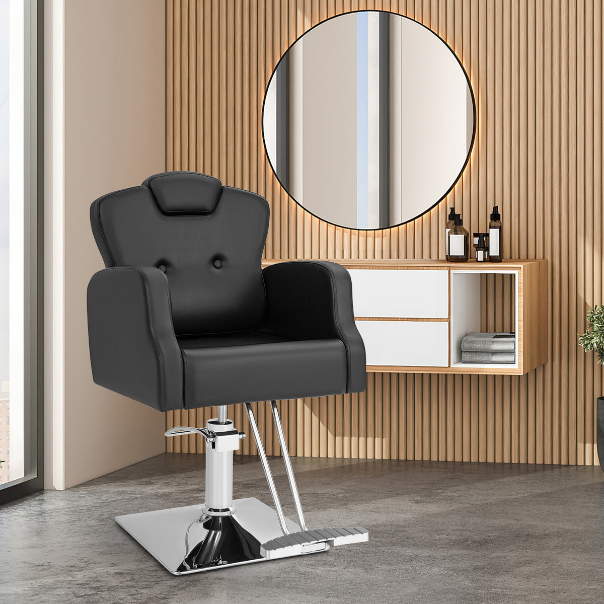 Heavy Duty Hydraulic Barber Chair Salon Chair with 360 Degrees Swivel-Black
