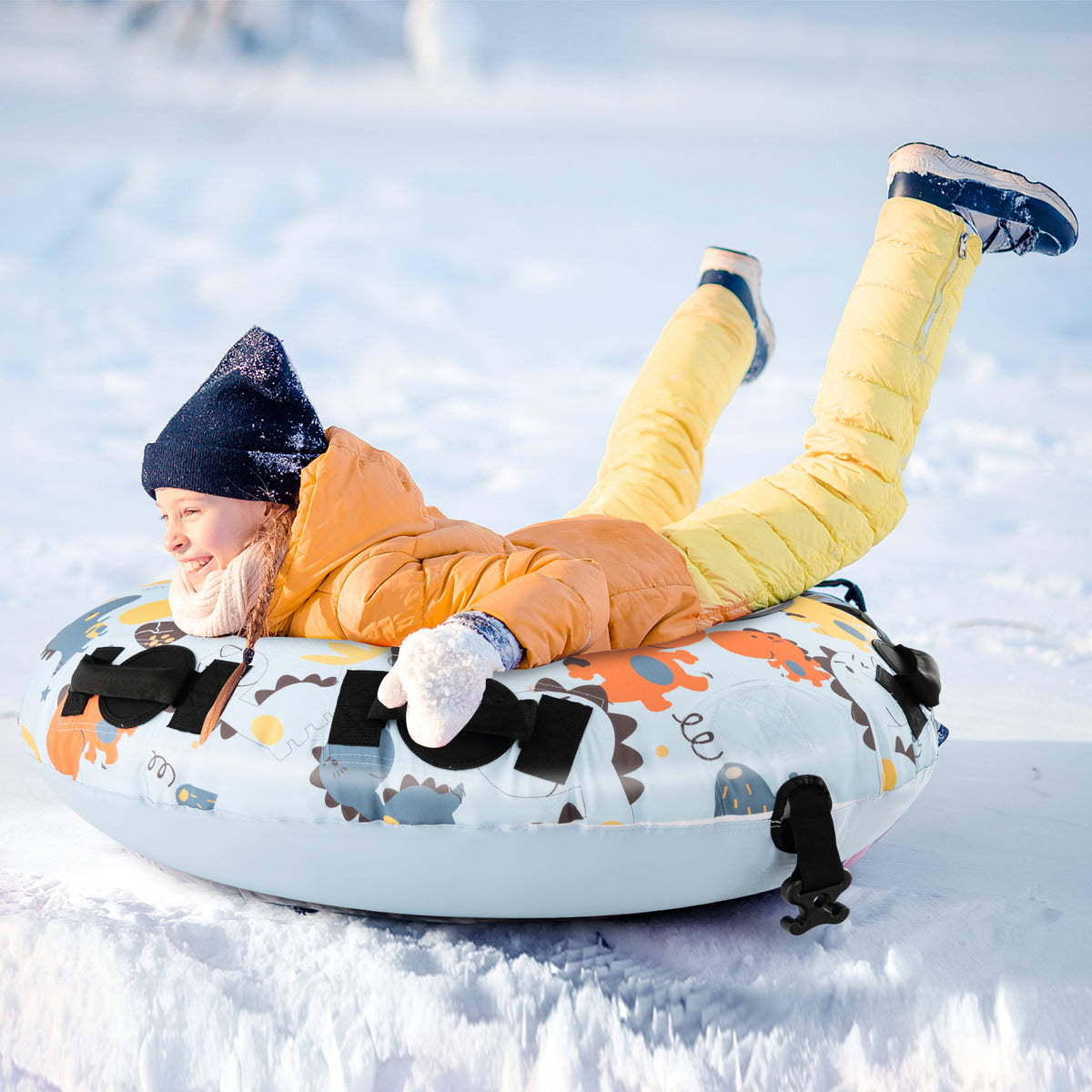 52 Inches Heavy Duty Snow Tube with Premium Oxford Cover-Blue