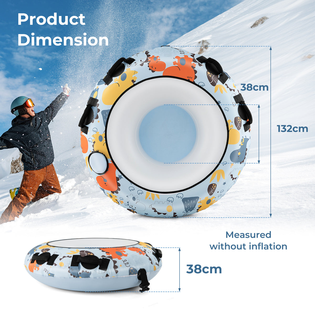 52 Inches Heavy Duty Snow Tube with Premium Oxford Cover-Blue
