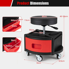 Dimensions of the red rolling mechanic stool