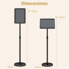 Height Adjustable Sign Holder Stand with Snap-Open Frame-Black