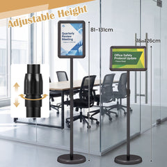 Height Adjustable Sign Holder Stand with Snap-Open Frame-Black
