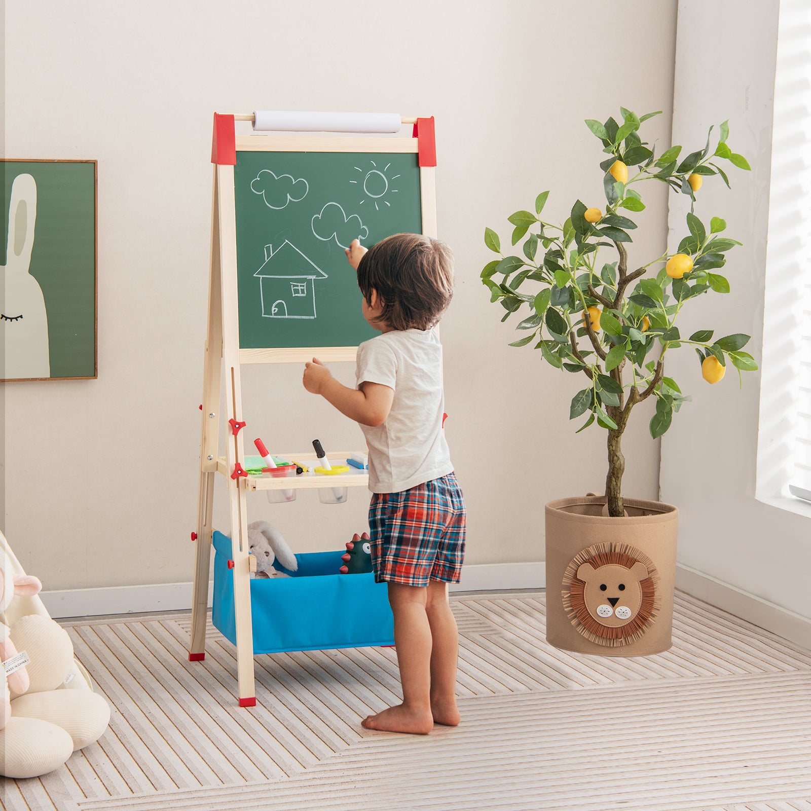 Adjustable Double Sided Kids Wooden Art Easel