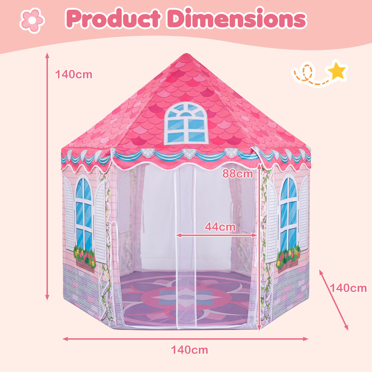 Hexagonal Kids Play Tent without Dance Mat for Kids Room