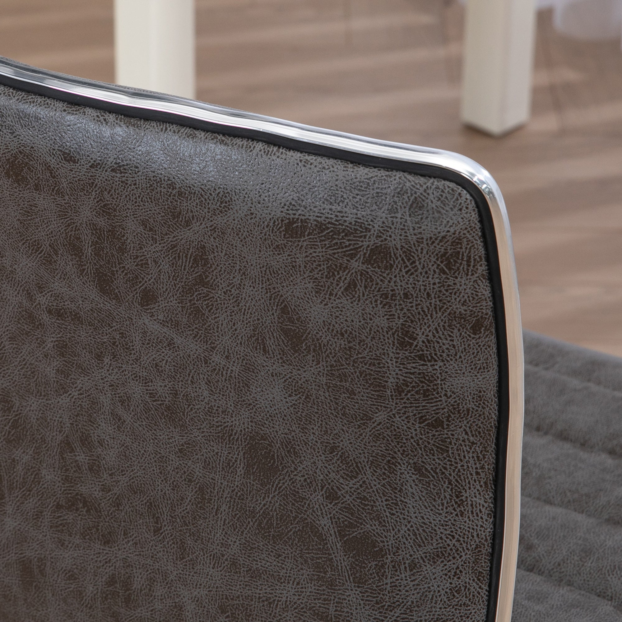 HOMCOM Armless Task Desk Chair, Swivel Office Chair with Microfibre Cloth, Adjustable Seat Height, Chrome Base, Wheels for Home, Grey