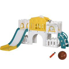 AIYAPLAY 7-in-1 Toddler Slide for Ages 1-3 Years with Basketball Hoop