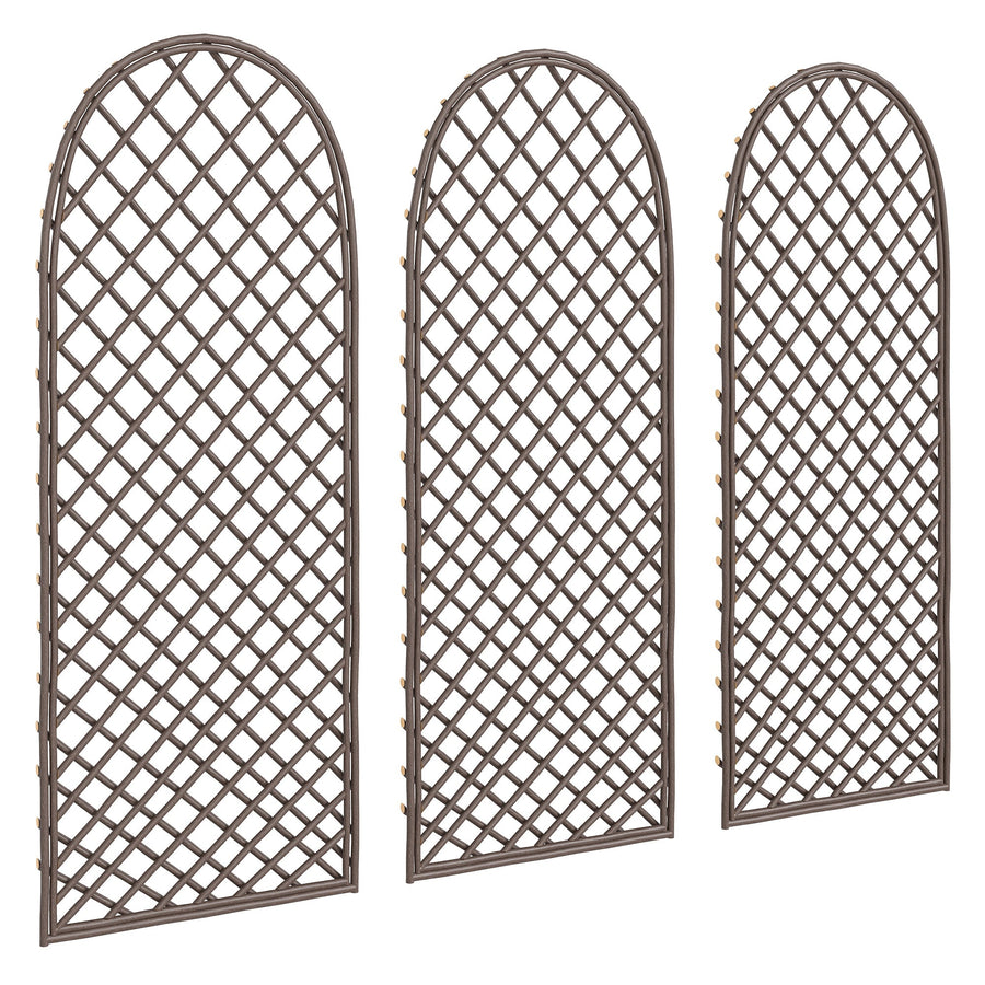 Outsunny Garden Arch, Garden Arbor with 8mm Wicker and Dome Top, Natural Wood Finish