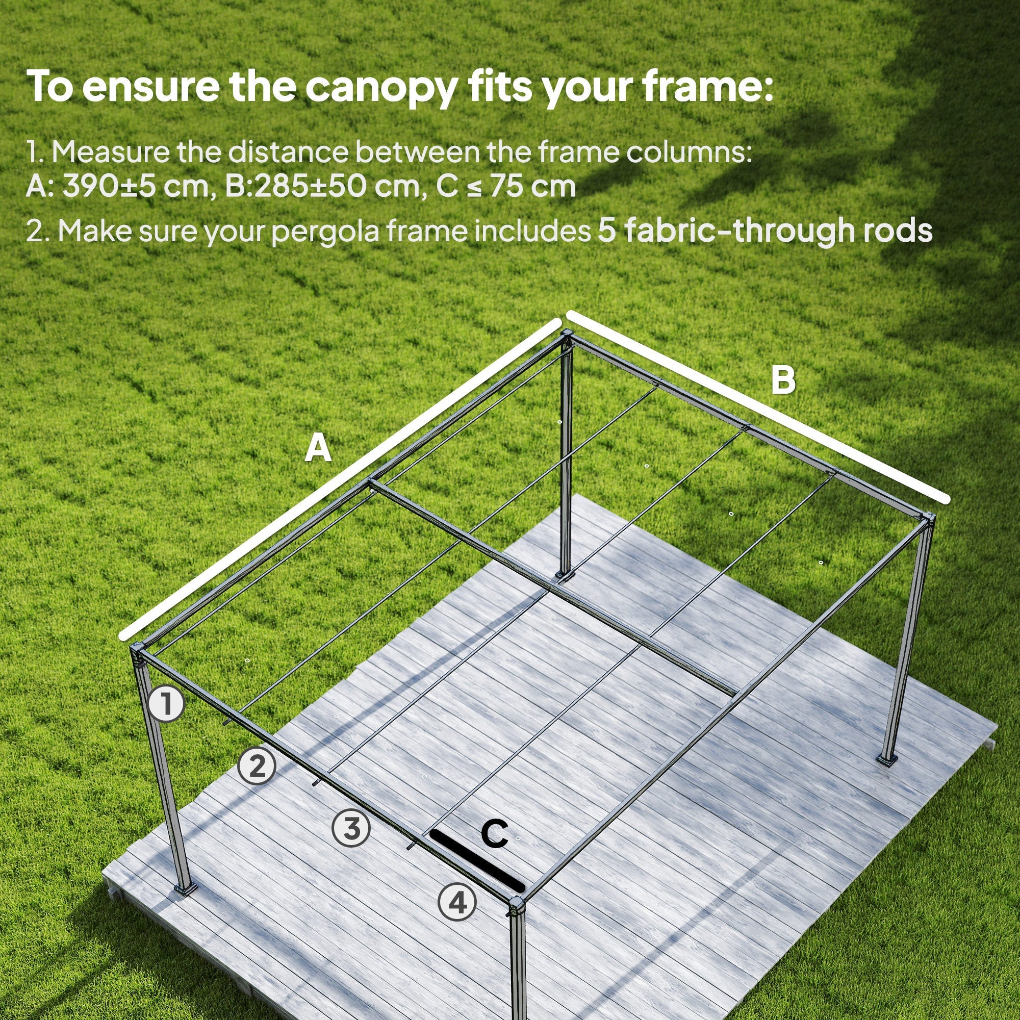 Outsunny Retractable Pergola Canopy Only, 3.92 x 3.5 m, UV30+ Replacement Canopy Cover for 4 x 3 m Pergola, Khaki