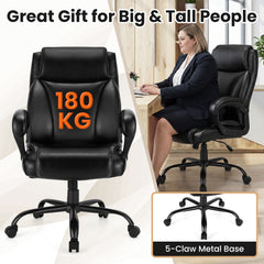 High Back Office Chair with Metal Base and Rocking Backrest