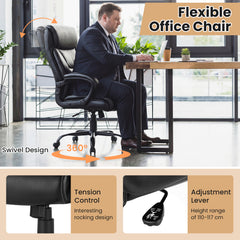 High Back Office Chair with Metal Base and Rocking Backrest