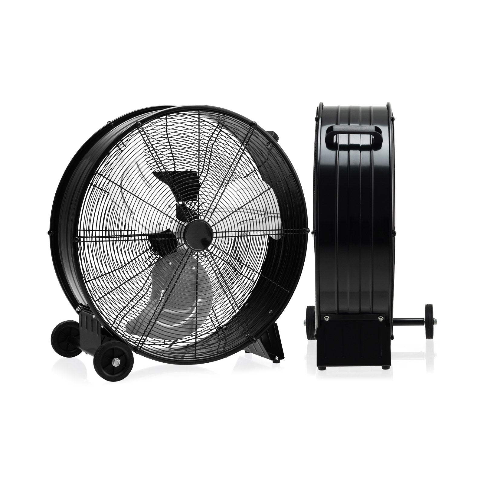 24 Inch High-Velocity Industrial Floor Fan with Wheels and Handle-Black