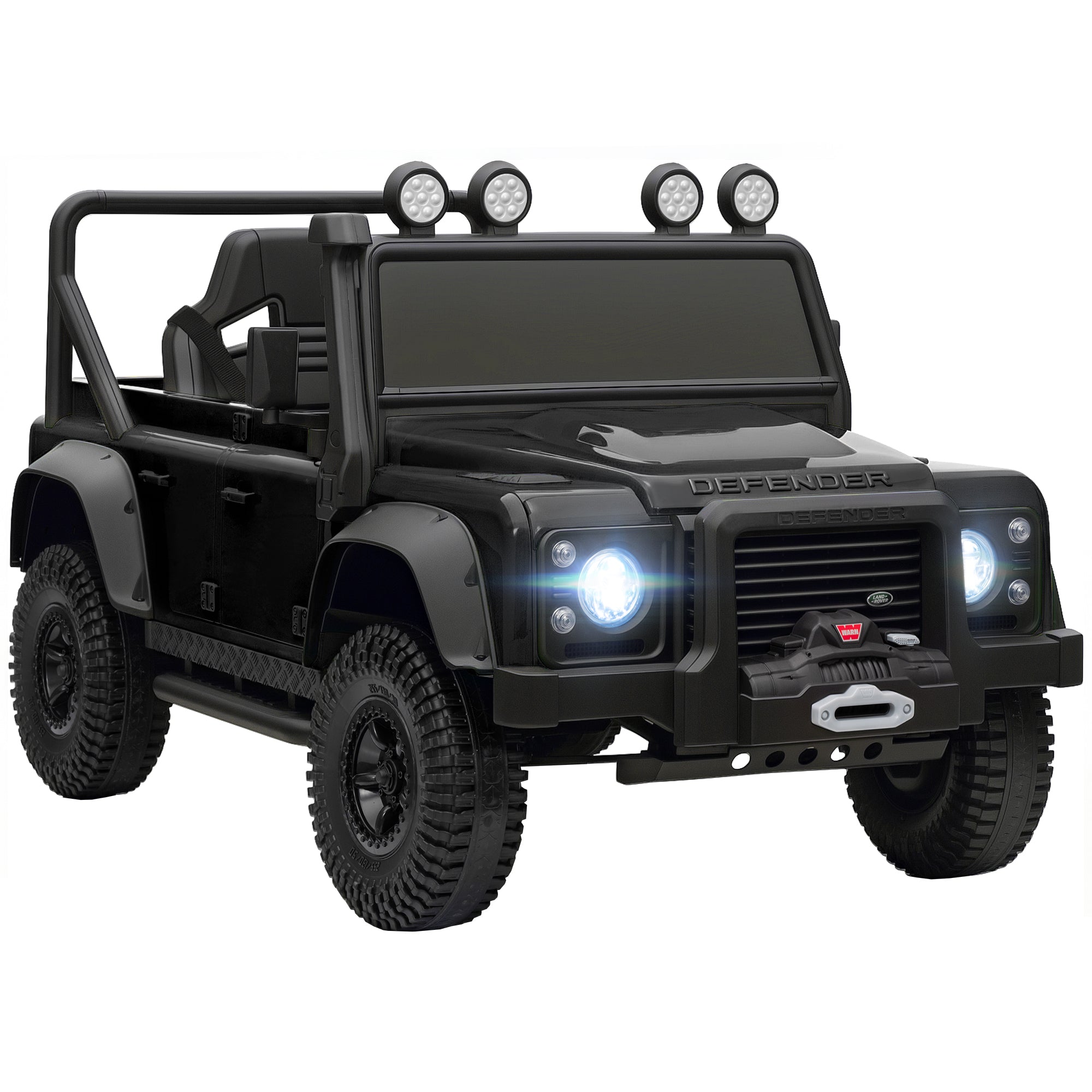 AIYAPLAY Kids Ride On Car with Remote Control, Music, Horn, 4 Spring Suspension Wheels, LED Lights for 3-5 Years Old, Black
