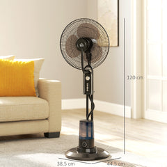 HOMCOM Pedestal Fan with Water Mist Spray, Spray Misting Fan with 70° Oscillation, Tilt Head, 3 Speeds, 3 Modes, Adjustable Mist, 3.2L Water Tank, for Home, 120 cm