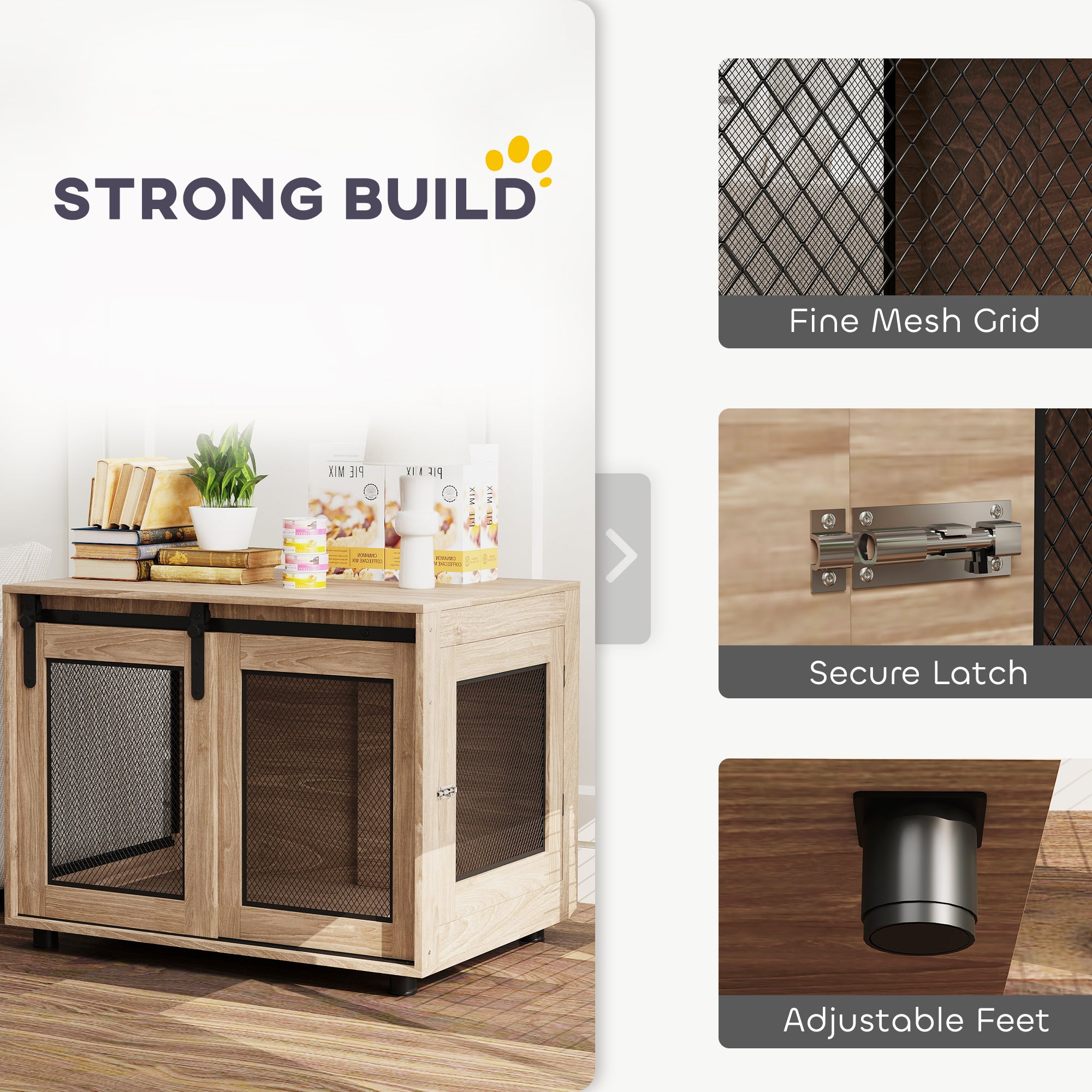 PawHut Dog Crate Furniture with Sliding Door for Medium Dogs, Brown