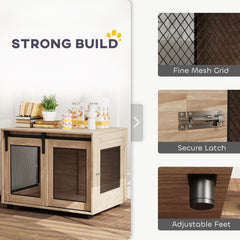 PawHut Dog Crate Furniture with Sliding Door for Medium Dogs, Brown