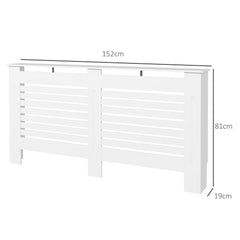 HOMCOM Radiator Cover, Modern MDF White Painted Cabinet with Horizontal Slats for Living Room, Bedroom, 152L x 19W x 81H cm