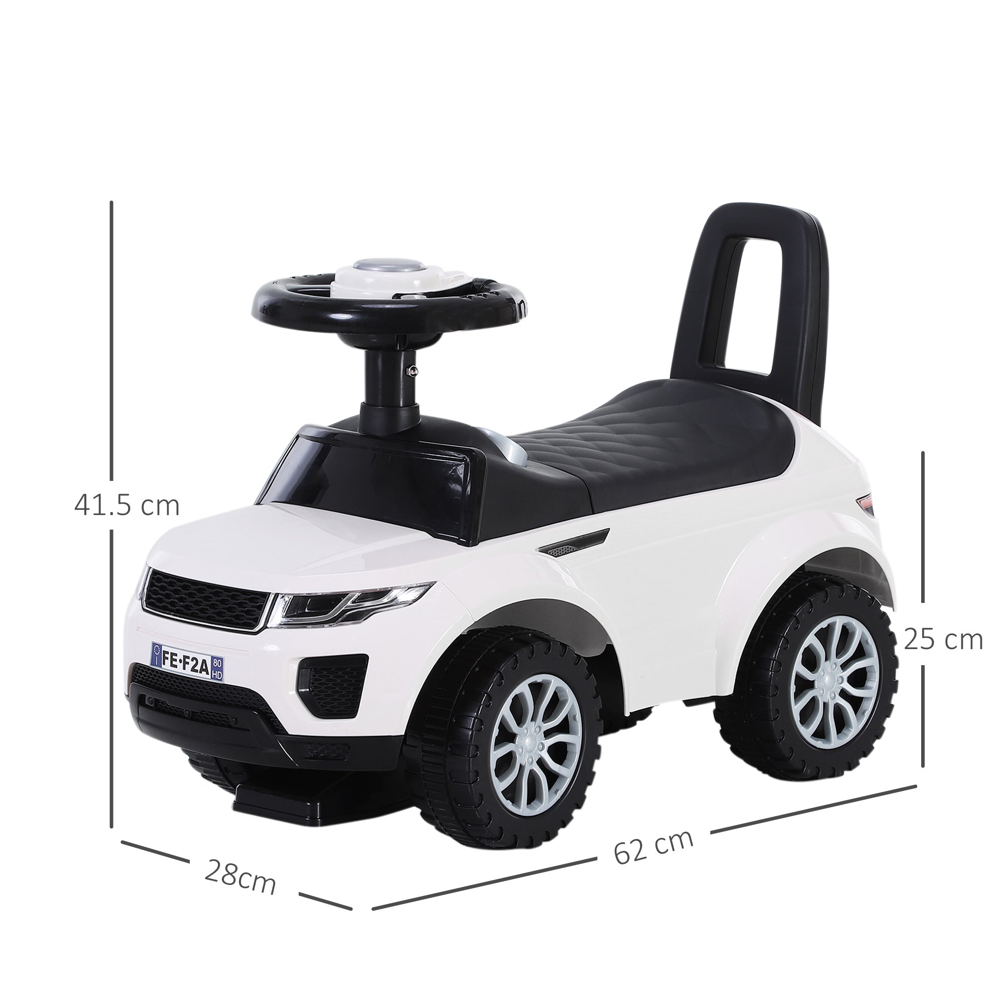 HOMCOM 3-in-1 Ride On Car Foot To Floor Slider Toddler w/ Horn Steering Wheel NO POWER Manual Under Seat Storage Safe Design for 1-3 Year Old White