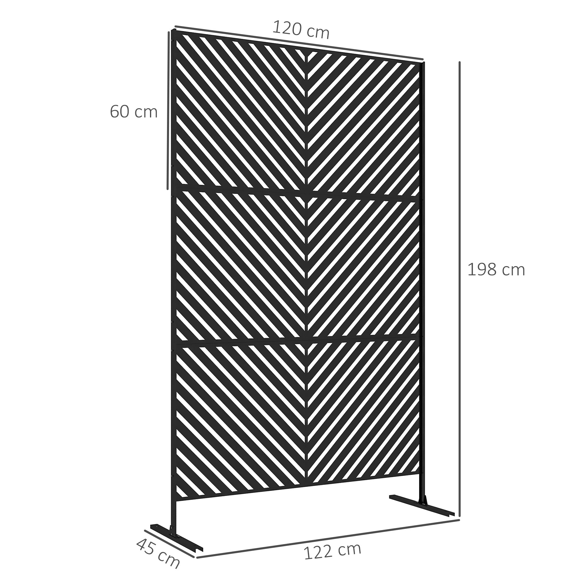 Outsunny 6.5FT Decorative Outdoor Divider, Metal Privacy Screen with Stand, Triangle Style, Black