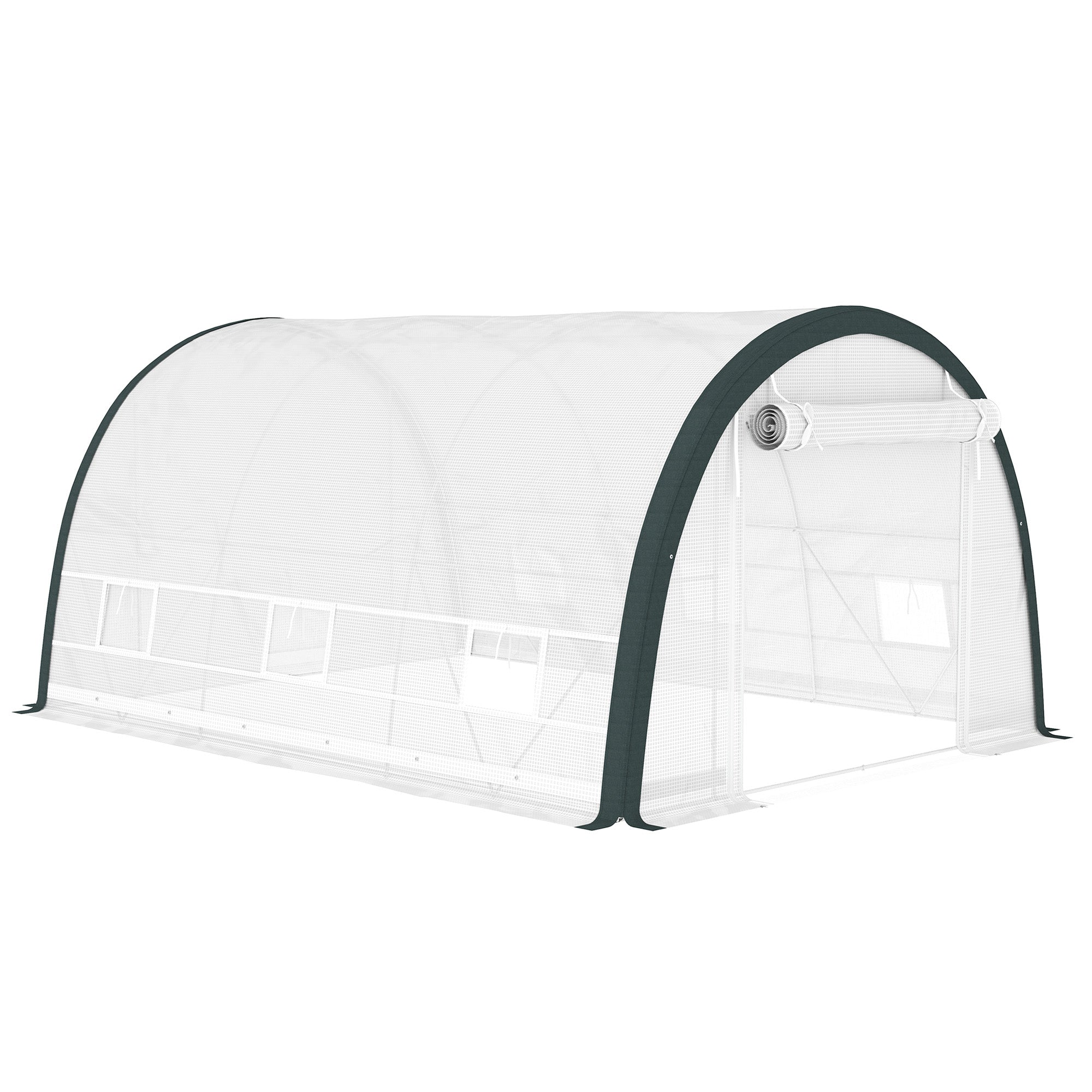 Outsunny 4 x 3(m) Walk-In Tunnel Greenhouse, with Accessories - White
