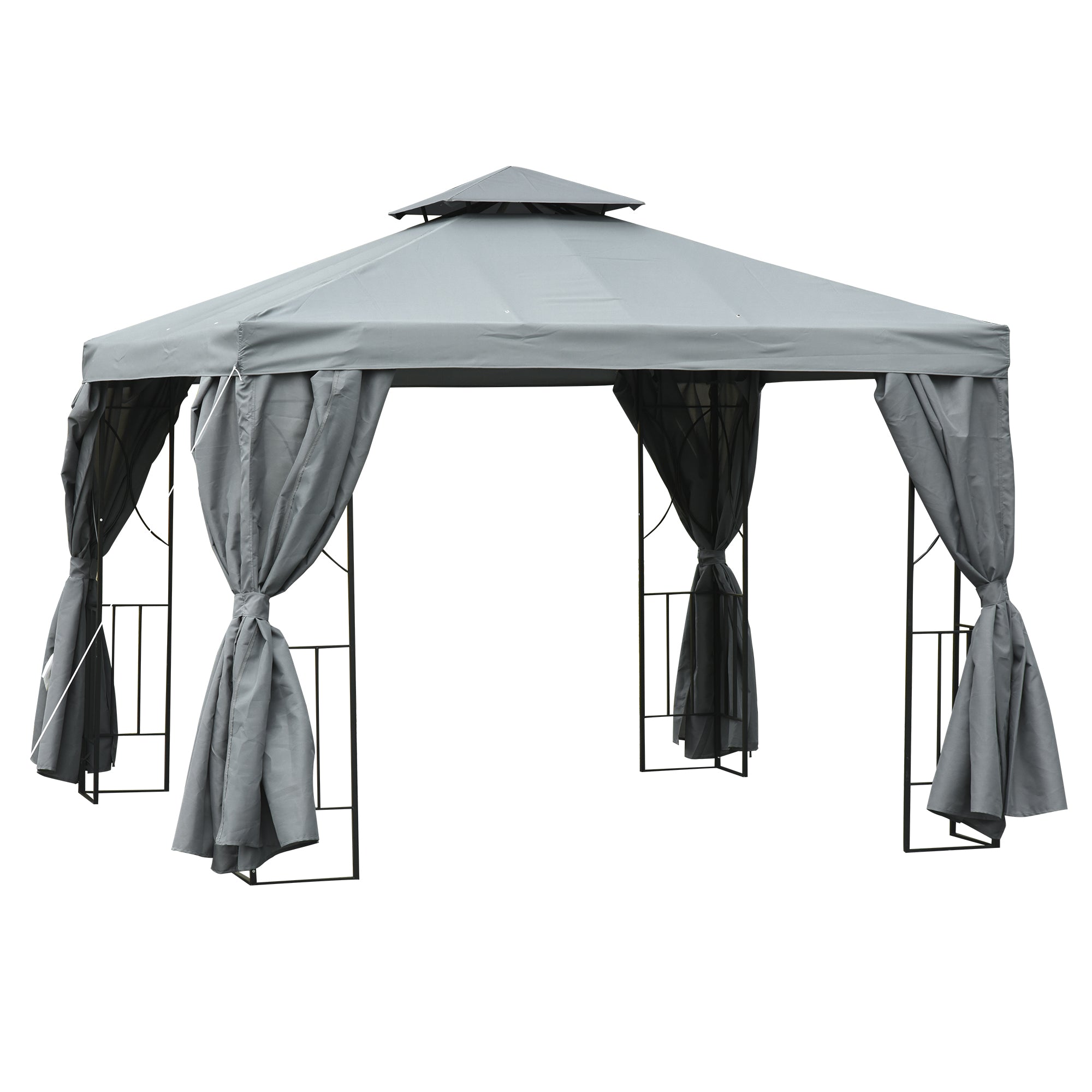 Outsunny 3 x 3 m Garden Gazebo Double√Ç Roof Marquee Patio Wedding Party Tent Canopy Shelter with Sidewalls, (Dark Grey)