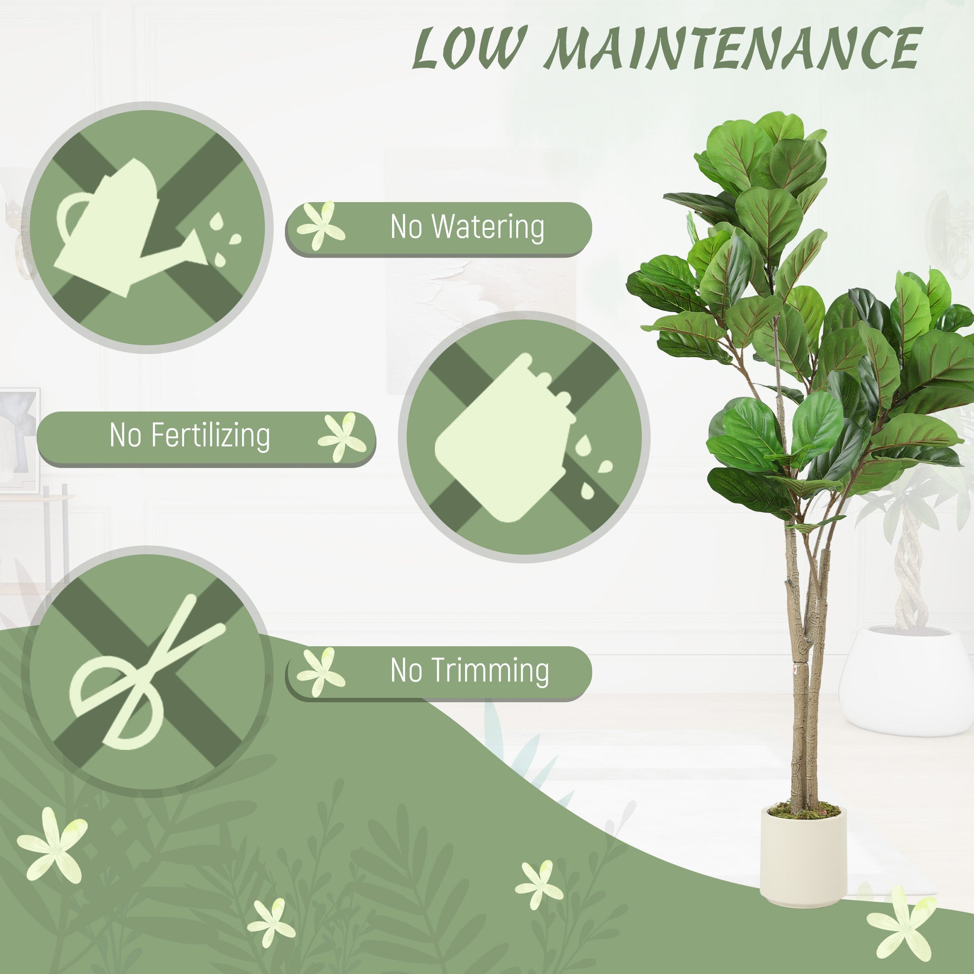 HOMCOM 150cm Artificial Ficus Tree - Green