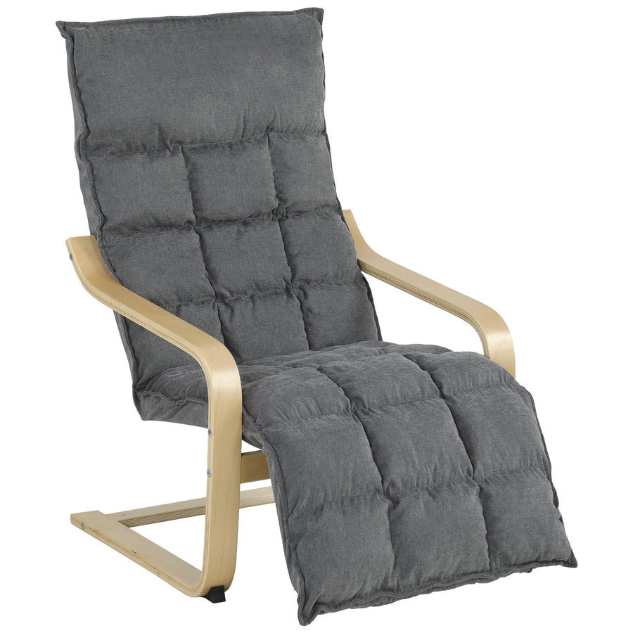 HOMCOM Modern Accent Chair, Leisure Lounge Chair Armchair with Footrest, Plush Cushion, Curved Legs and Arms, Grey