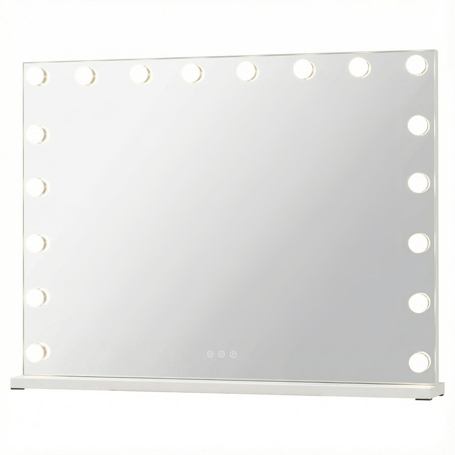 Hollywood Vanity Mirror with 3 Light Colors and Adjustable Brightness-White-L