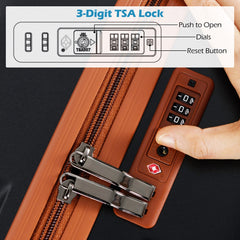 The camping luggage showing a close up of the integrated TSA approved lock