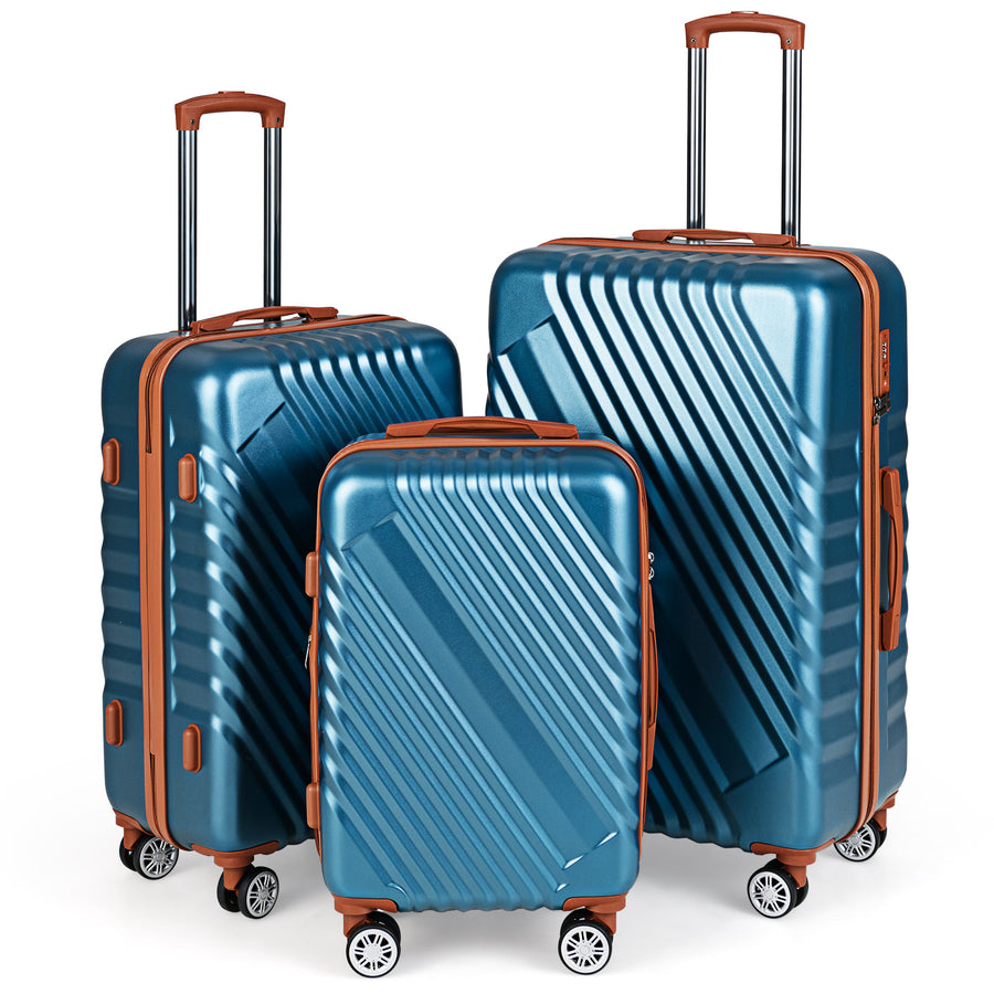 Large/Medium/Small Carry on Suitcase Sets with Premium Wheels and TSA Approved Lock-Blue