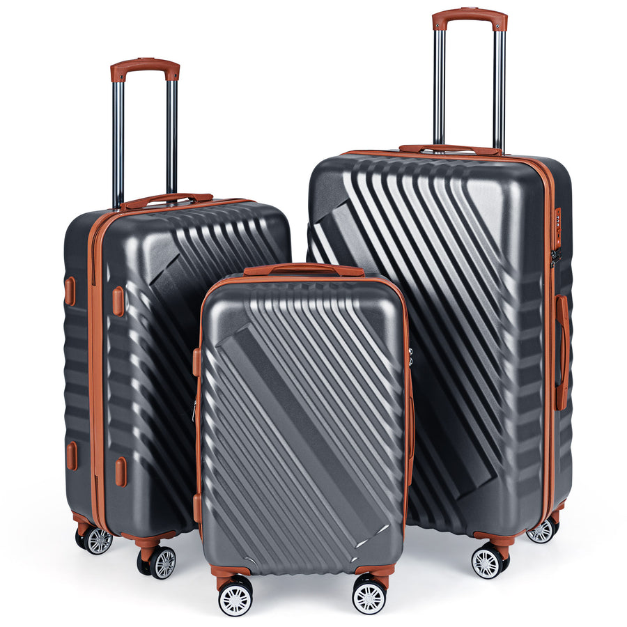 Large/Medium/Small Carry on Suitcase Sets with Premium Wheels and TSA Approved Lock-Grey