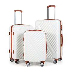Large/Medium/Small Carry on Suitcase Sets with premium wheels and TSA approved lock in white