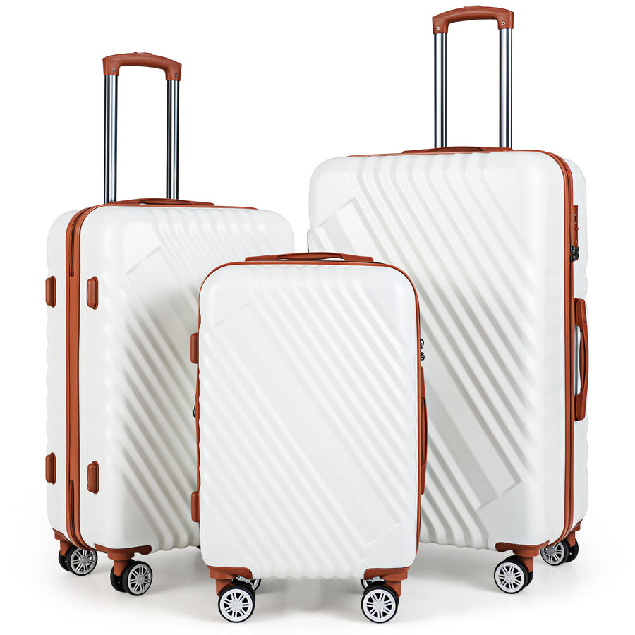 Large/Medium/Small Carry on Suitcase Sets with Premium Wheels and TSA Approved Lock-White