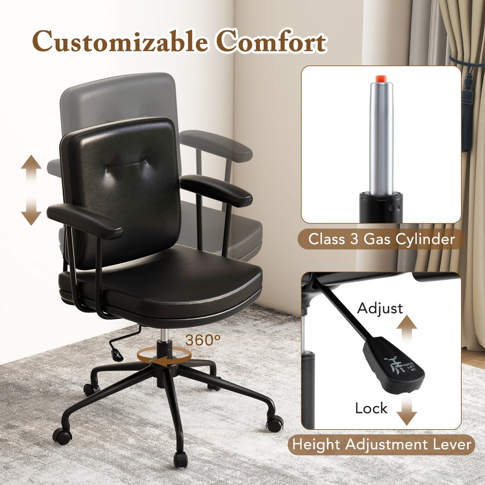 Customizable comfort and height adjustment of the dark brown office chair
