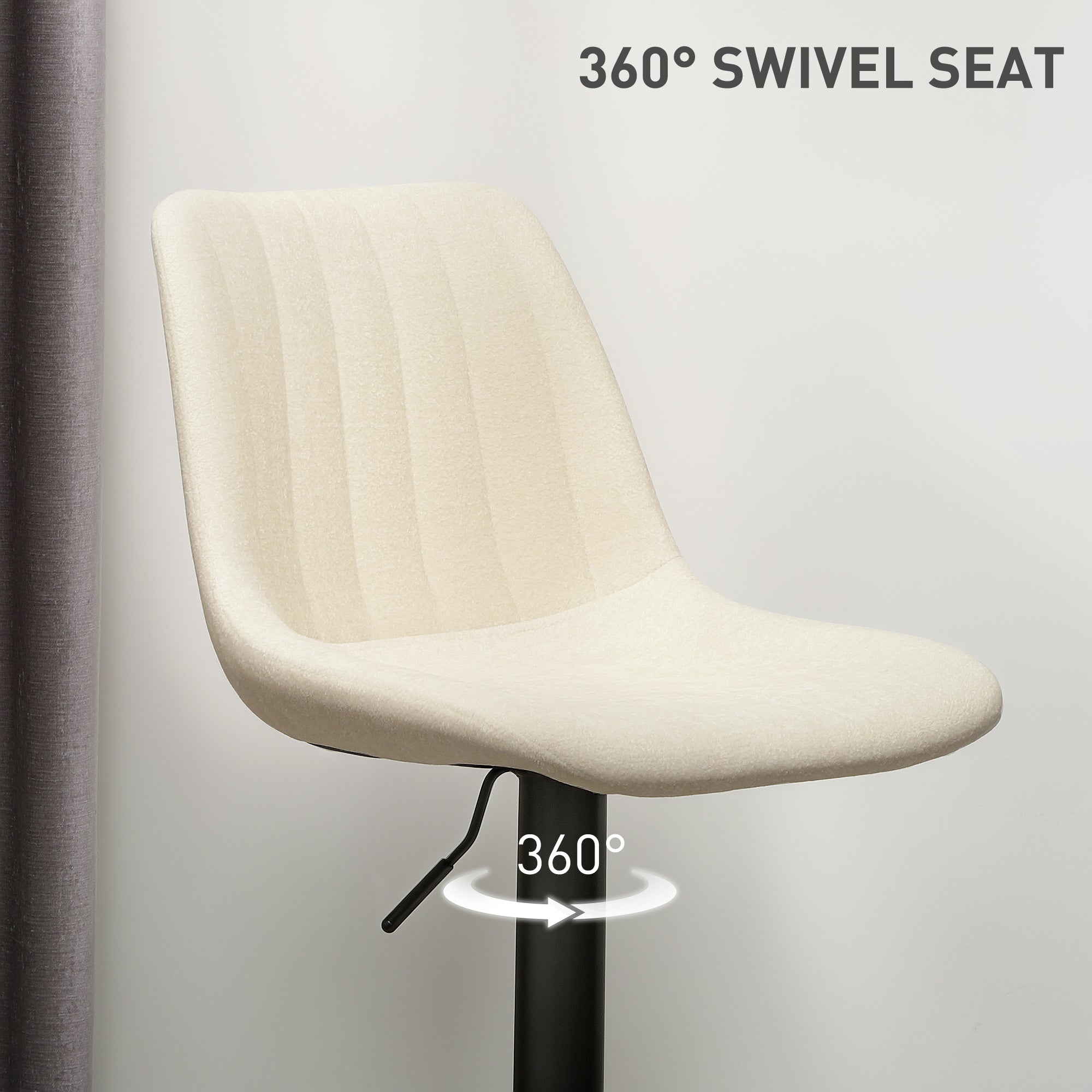 HOMCOM Set of Two Chenille-Feel Tub Bat Stools - Beige