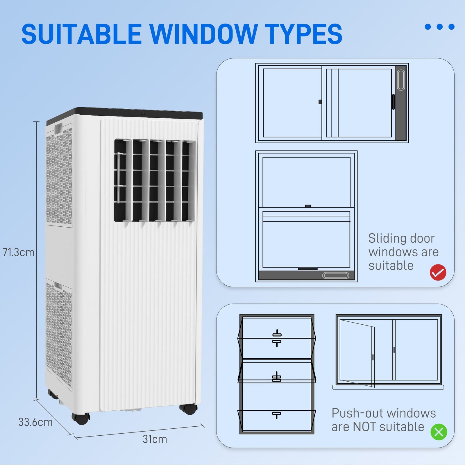 HOMCOM 7,000 BTU App-Controlled Mobile Air Conditioner, 15m² Radius - White