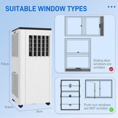 HOMCOM 7,000 BTU App-Controlled Mobile Air Conditioner, 15m² Radius - White