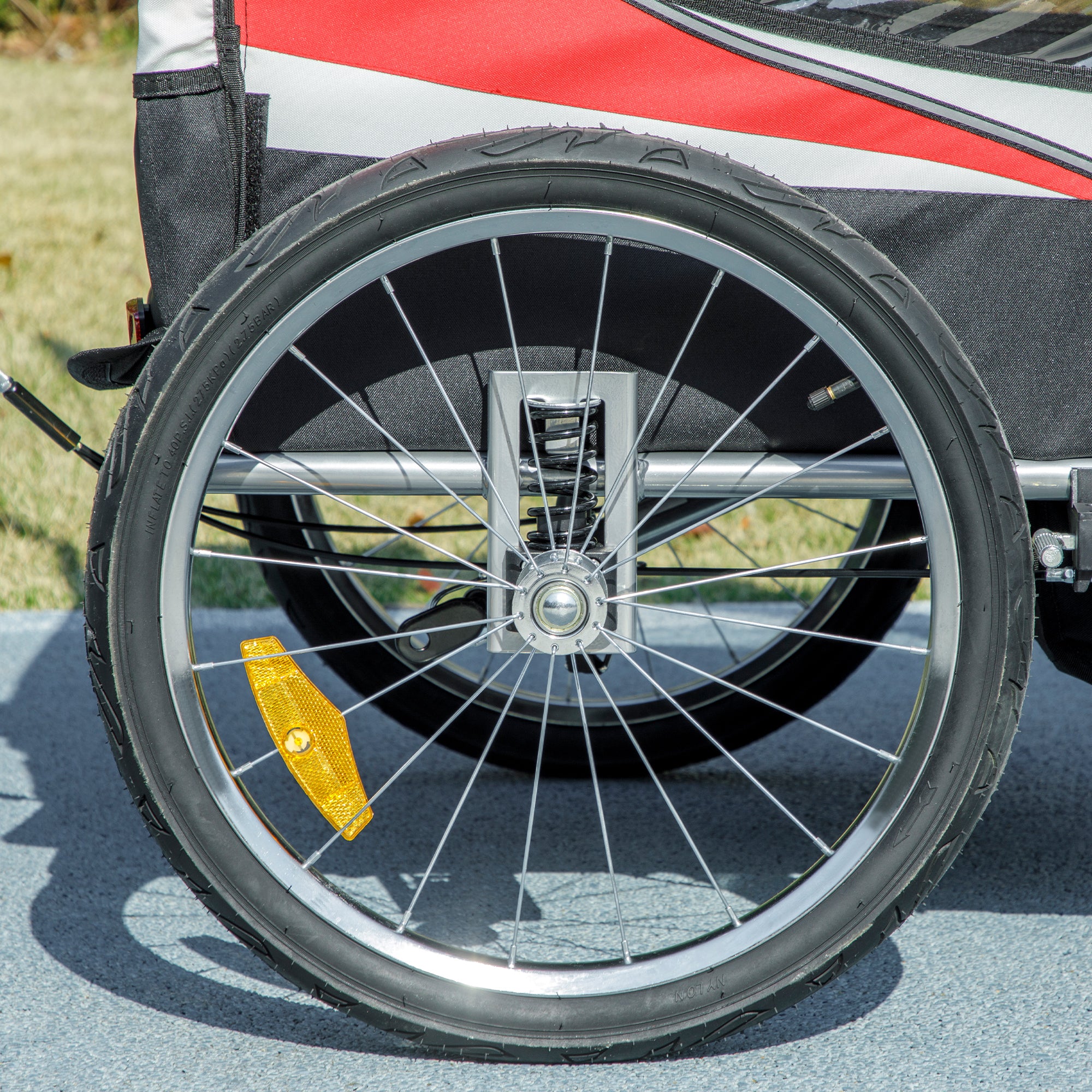 HOMCOM Baby Bike Trailer, Child Bicycle Trailer with 5 Point Harness, Steel Frame, Reflectors, Safety Flag, Hitch Coupler, Red