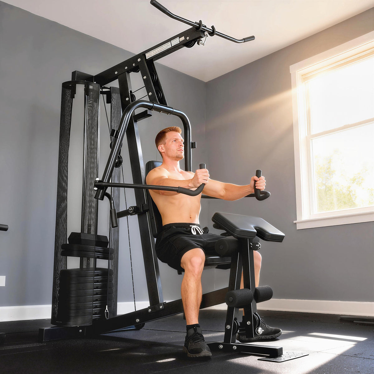SPORTNOW Multi Gym with Adjustable Seat and Back, All in One Home Gym Machine with 45kg Weight Stack for Full Body Strength