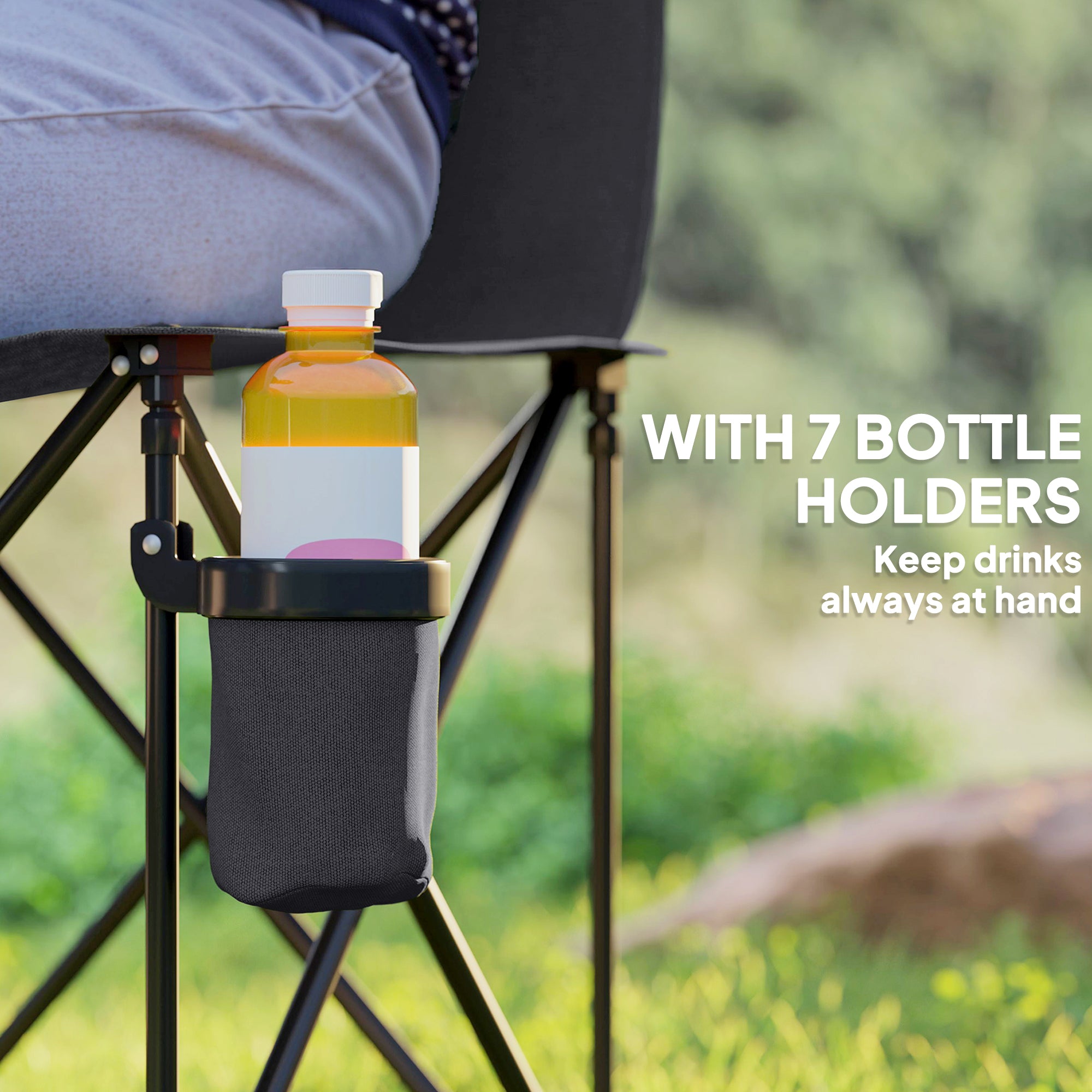 Outsunny 6 Seater Folding Camping Chair with Cup Holder & Carry Bag - Charcoal Grey