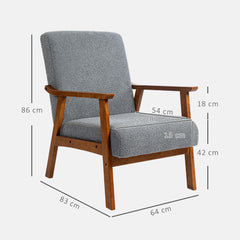 HOMCOM Armchair with Wide Seat in Grey, image 3