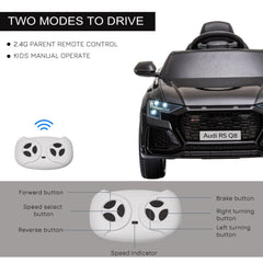 HOMCOM Licensed Audi RS Q8 Electric Ride On Car, with Remote Control, Black