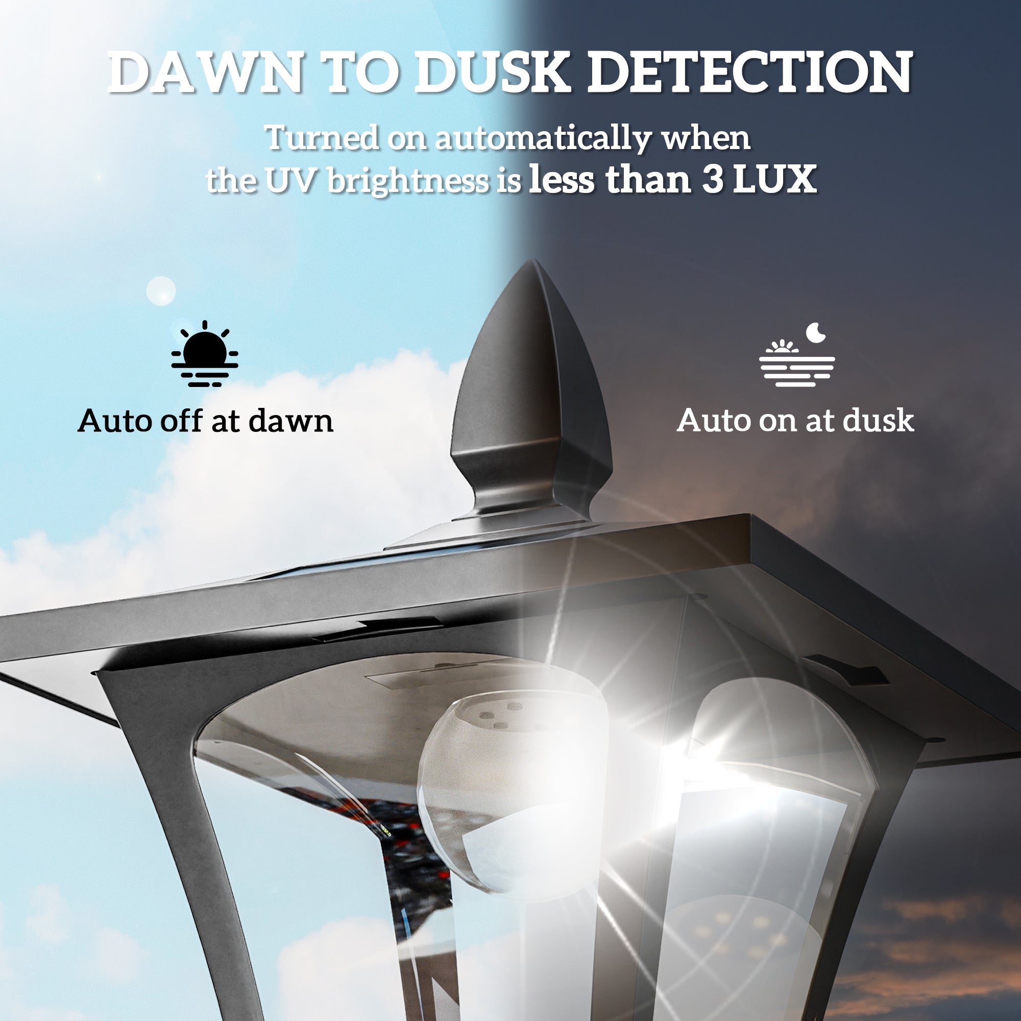 Outsunny Outdoor Garden Solar Post Lamp Sensor Dimmable LED Lantern Bollard Pathway 1.6M Tall √¢‚Ç¨‚Äú Black