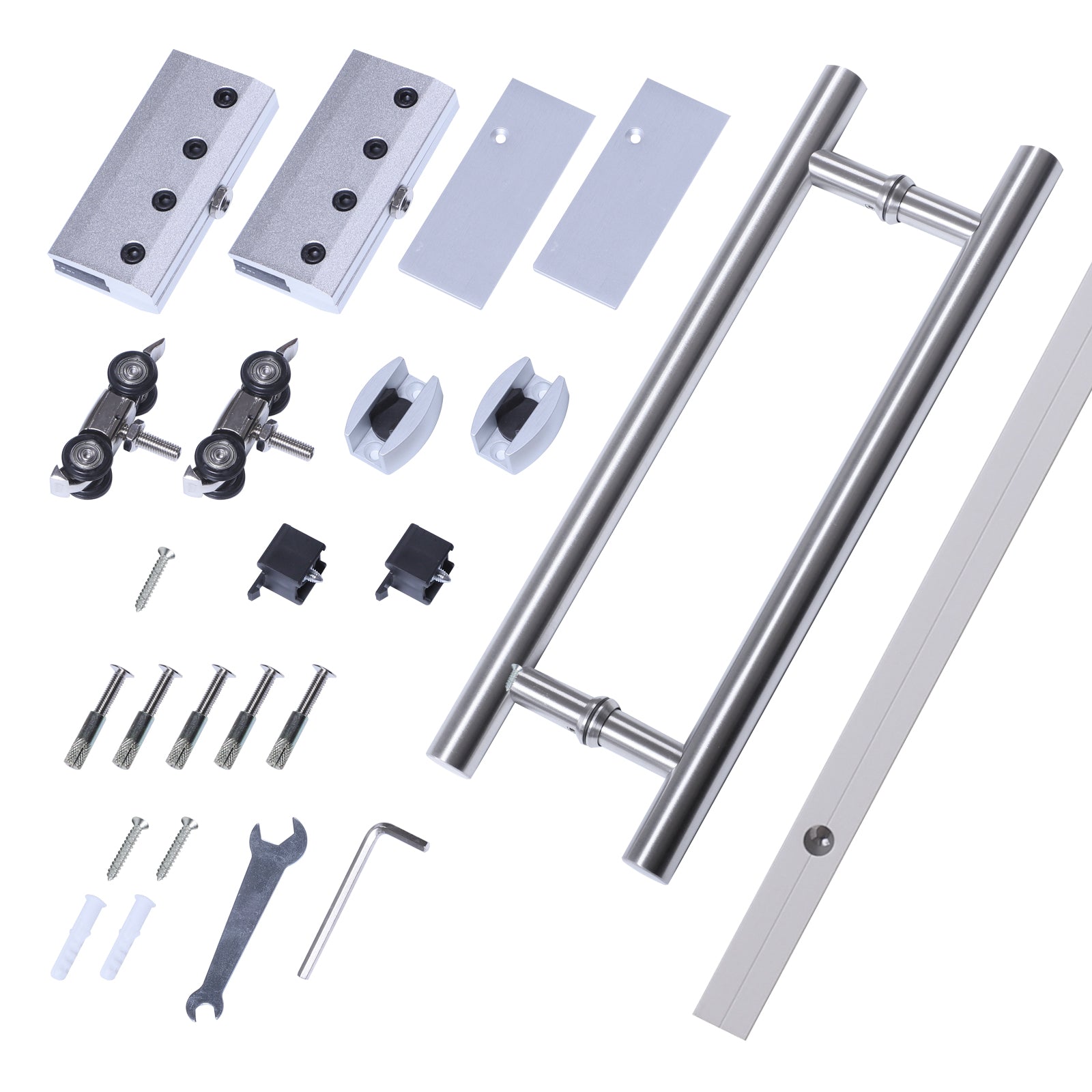 HOMCOM 90cm Modern Sliding Door Set Kit w/ Frosted Glass Door Aluminium Rail Opaque Home Decoration DIY Office Style