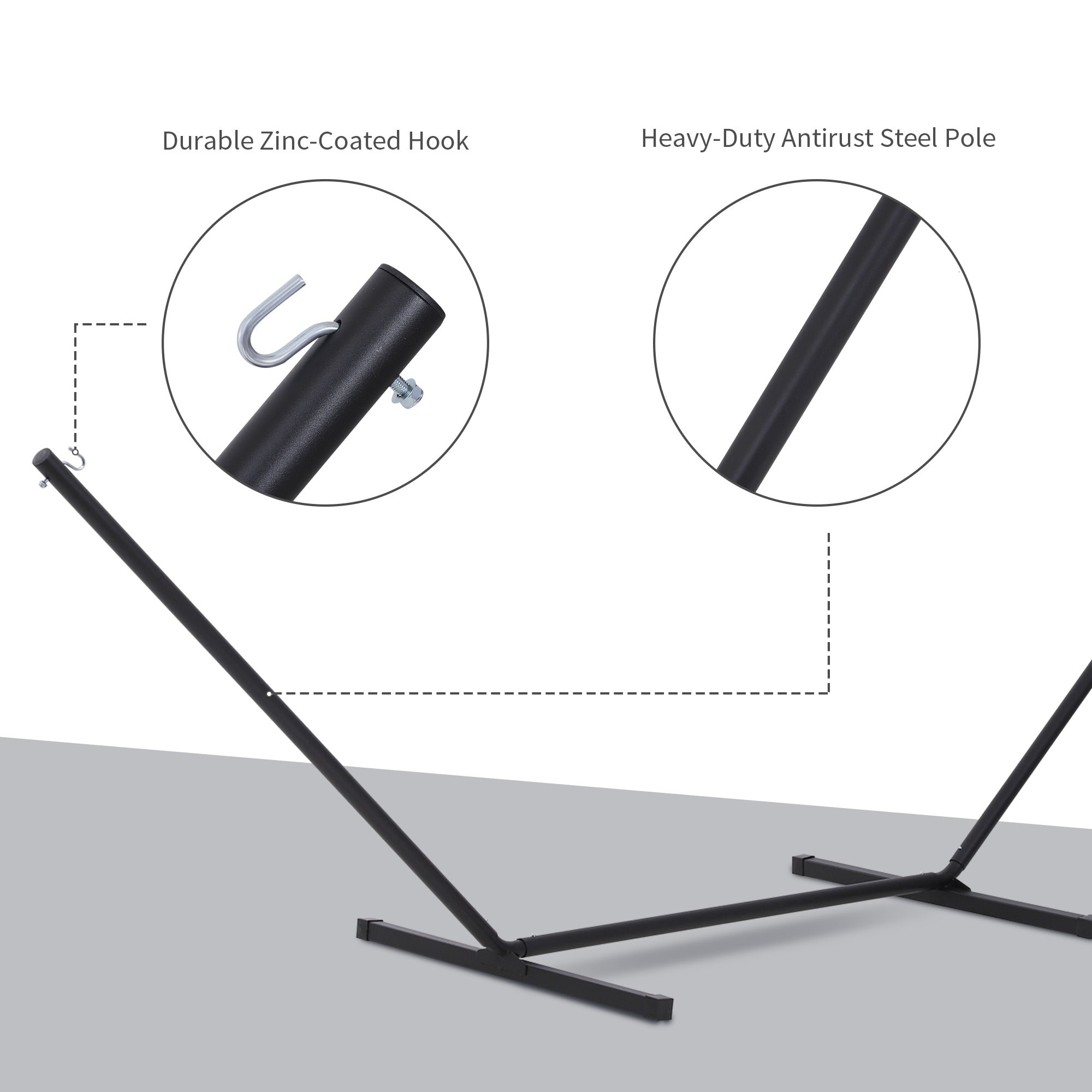 Outsunny 3.6m Extra-long Universal Hammock Stand Metal Frame Garden Camping Picnic Outdoor Patio Replacement Stand Only