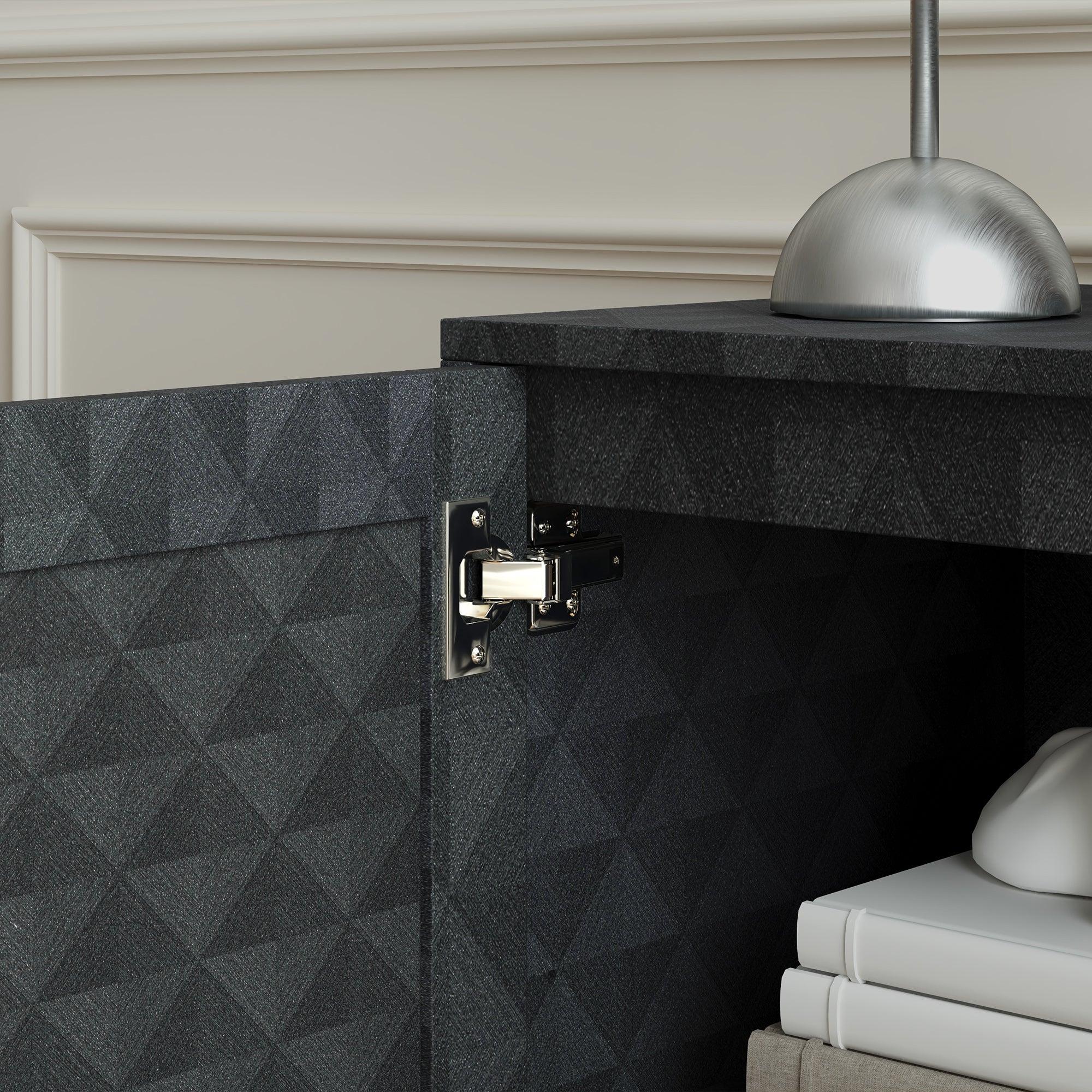 HOMCOM Modern Sideboard, Freestanding Sideboard Storage Cabinet with Adjustable Shelf and 2 Doors for Living Room, Black