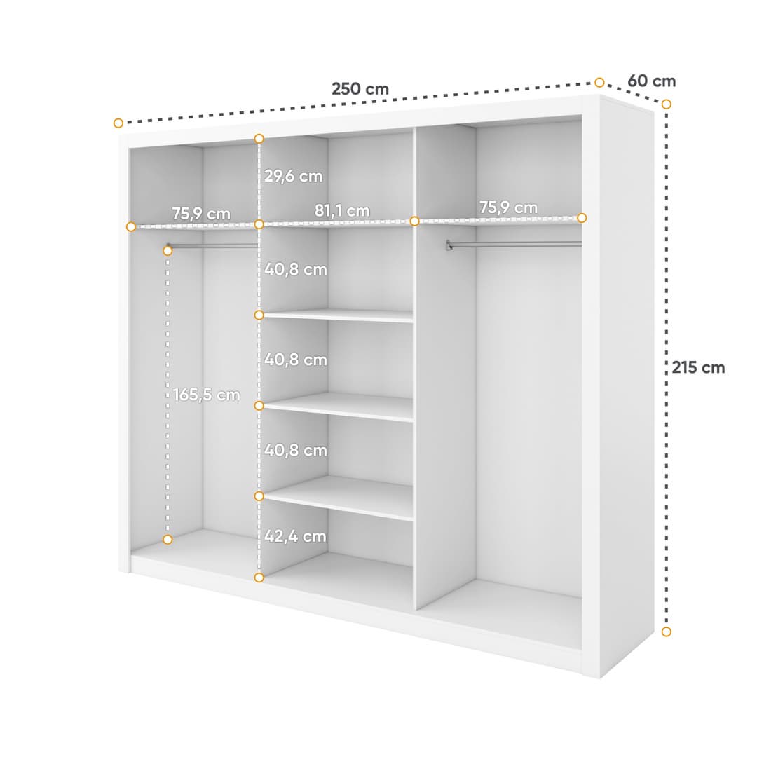 Idea 01 - 3 Sliding Door Wardrobe 250cm