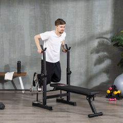 HOMCOM Adjustable Weight Bench, Foldable Bench, with Barbell Rack, Black