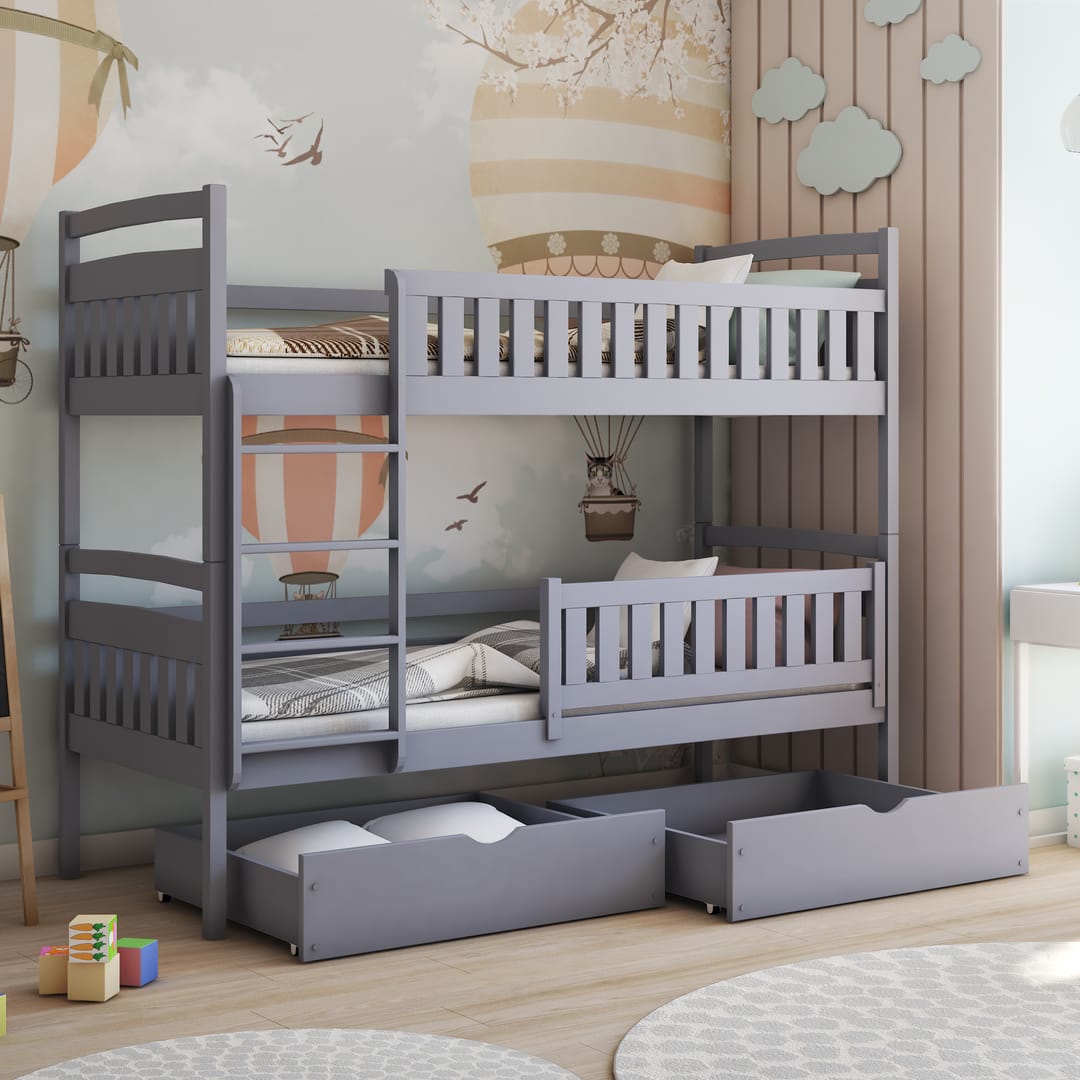 Wooden Bunk Bed Ignas with Storage