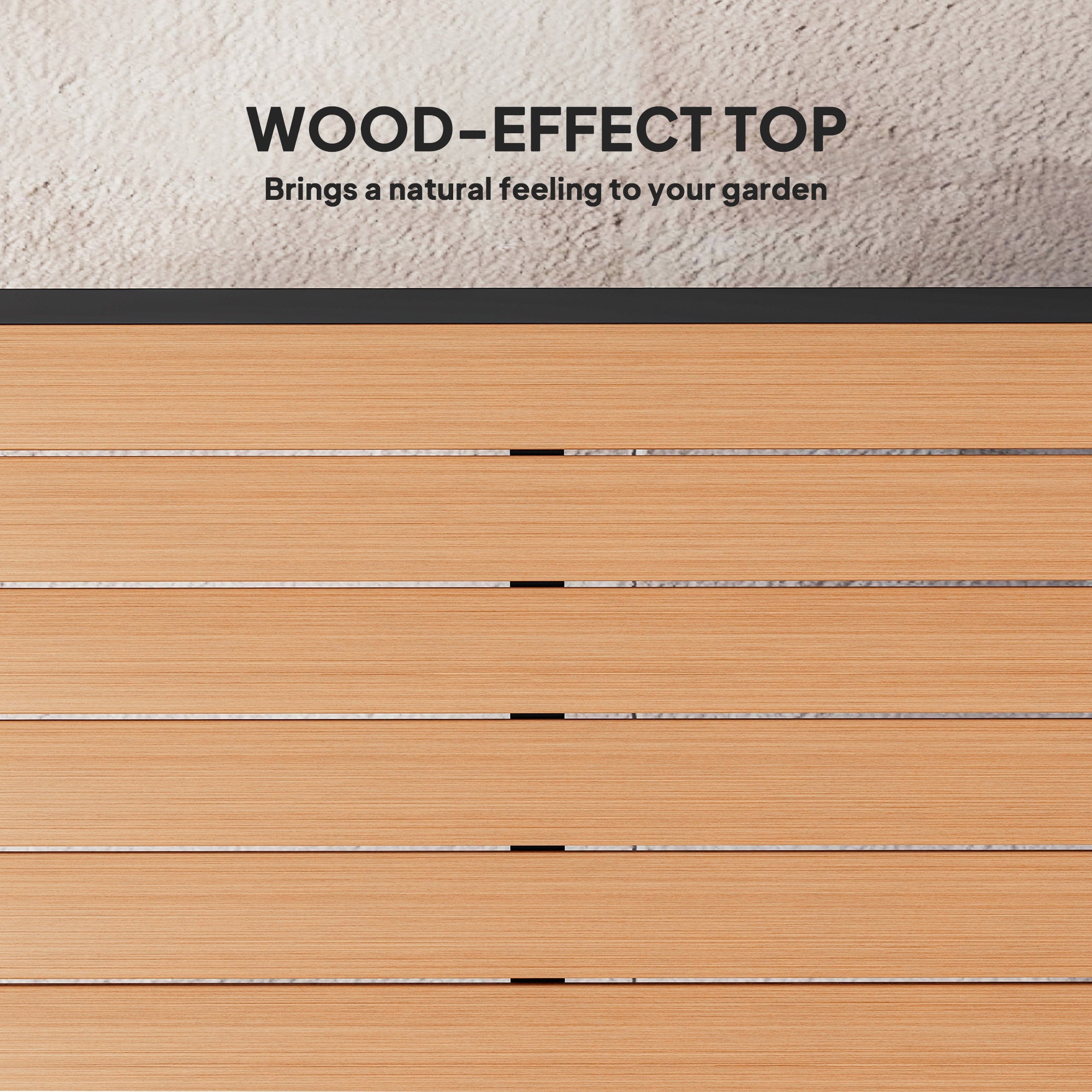 Outsunny 78 cm Garden Dining Table for 4 People, Square Outdoor Coffee End Side Table with Aluminium Legs, Natural Wood Finish