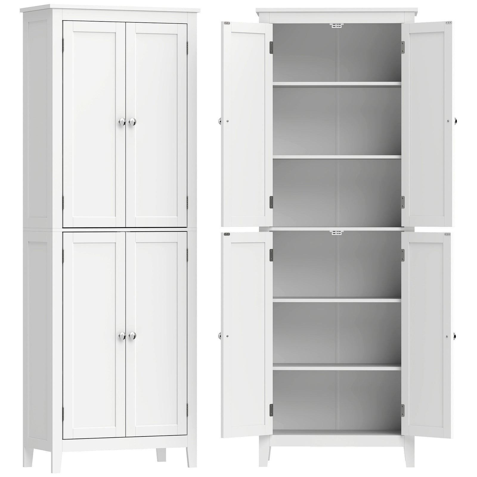 HOMCOM 170 cm Tall Bathroom Storage Cabinet, Freestanding Narrow Bathroom Cabinet with Adjustable Shelves for Laundry Room